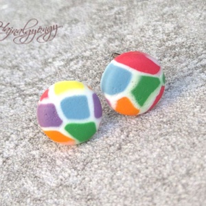 NYÁRI SZÍNEK nemesacél fülbevaló 10 mm, Ékszer, Fülbevaló, Pötty fülbevaló, Gyurma, Ékszerkészítés, MESKA