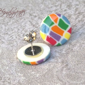 NYÁRI SZÍNEK nemesacél fülbevaló 15 mm - ékszer - fülbevaló - pötty fülbevaló - Meska.hu