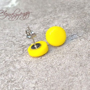 CITROMSÁRGA nemesacél fülbevaló 10 mm - ékszer - fülbevaló - pötty fülbevaló - Meska.hu