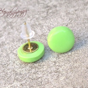 VILÁGOSZÖLD nemesacél fülbevaló 10 mm - ékszer - fülbevaló - pötty fülbevaló - Meska.hu