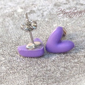 LILA SZÍV nemesacél fülbevaló 9 mm - ékszer - fülbevaló - pötty fülbevaló - Meska.hu