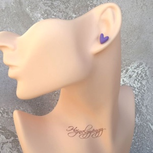 LILA SZÍV nemesacél fülbevaló 9 mm - ékszer - fülbevaló - pötty fülbevaló - Meska.hu