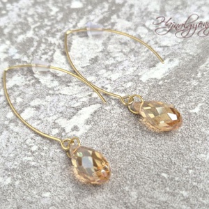 Kristály csepp hosszított nemesacél fülbevaló, Ékszer, Fülbevaló, Lógó csepp fülbevaló, Ékszerkészítés, MESKA