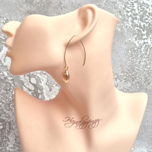 Kristály csepp hosszított nemesacél fülbevaló - ékszer - fülbevaló - lógó csepp fülbevaló - Meska.hu