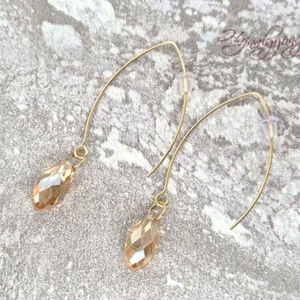 Kristály csepp hosszított nemesacél fülbevaló - ékszer - fülbevaló - lógó csepp fülbevaló - Meska.hu