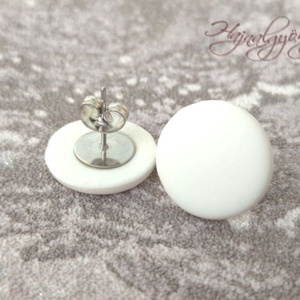FEHÉR nemesacél fülbevaló 15 mm - ékszer - fülbevaló - pötty fülbevaló - Meska.hu
