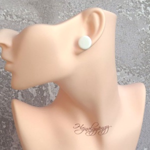 FEHÉR nemesacél fülbevaló 15 mm - ékszer - fülbevaló - pötty fülbevaló - Meska.hu