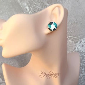 ZÖLD FOLTOS nemesacél fülbevaló 15 mm - ékszer - fülbevaló - pötty fülbevaló - Meska.hu