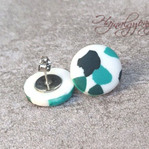 ZÖLD FOLTOS nemesacél fülbevaló 15 mm - ékszer - fülbevaló - pötty fülbevaló - Meska.hu