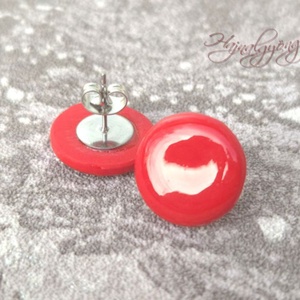 PIROS nemesacél fülbevaló 15 mm - ékszer - fülbevaló - pötty fülbevaló - Meska.hu