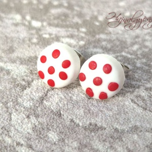 PIROS pöttyös nemesacél fülbevaló 10 mm - Meska.hu