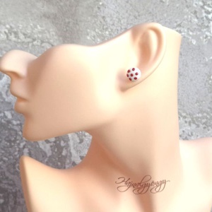 PIROS pöttyös nemesacél fülbevaló 10 mm - ékszer - fülbevaló - pötty fülbevaló - Meska.hu