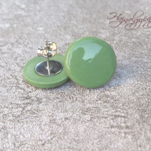 ZÖLD nemesacél fülbevaló 15 mm - ékszer - fülbevaló - pötty fülbevaló - Meska.hu