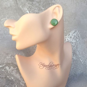 ZÖLD nemesacél fülbevaló 15 mm - ékszer - fülbevaló - pötty fülbevaló - Meska.hu