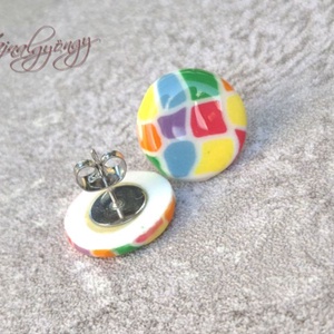 NYÁRI SZÍNEK nemesacél fülbevaló 15 mm - ékszer - fülbevaló - pötty fülbevaló - Meska.hu