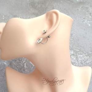 DUPLA CRYSTAL nemesacél fülbevaló  - ékszer - fülbevaló - pötty fülbevaló - Meska.hu