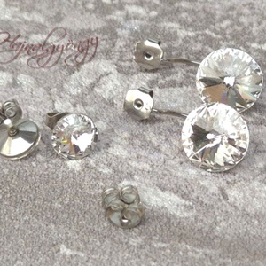 DUPLA CRYSTAL nemesacél fülbevaló  - ékszer - fülbevaló - pötty fülbevaló - Meska.hu