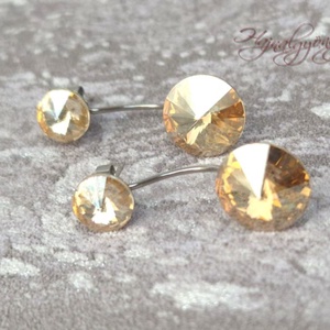 DUPLA GOLDEN SHADOW nemesacél fülbevaló  - ékszer - fülbevaló - pötty fülbevaló - Meska.hu