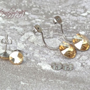 DUPLA GOLDEN SHADOW nemesacél fülbevaló  - ékszer - fülbevaló - pötty fülbevaló - Meska.hu
