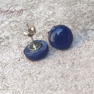 SÖTÉTKÉK nemesacél fülbevaló 10 mm - ékszer - fülbevaló - pötty fülbevaló - Meska.hu