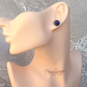 SÖTÉTKÉK nemesacél fülbevaló 10 mm - ékszer - fülbevaló - pötty fülbevaló - Meska.hu