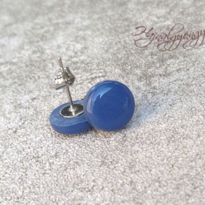 KÖZÉPKÉK nemesacél fülbevaló 10 mm - ékszer - fülbevaló - pötty fülbevaló - Meska.hu