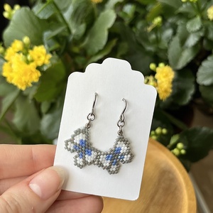 Kék-fehér-szürke pillangós gyöngy fülbevaló, Ékszer, Fülbevaló, Lógó fülbevaló, Ékszerkészítés, MESKA
