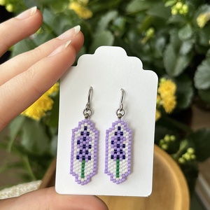 Levendulás gyöngy fülbevaló, Ékszer, Fülbevaló, Lógó fülbevaló, Ékszerkészítés, MESKA