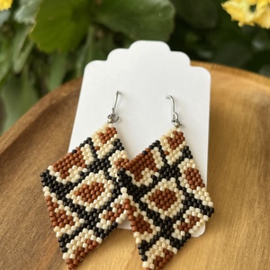 Kígyómintás nagyobb méretű gyöngy fülbevaló, Ékszer, Fülbevaló, Lógó fülbevaló, Ékszerkészítés, MESKA