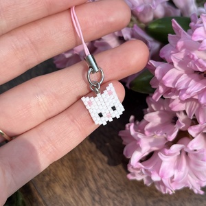 Fehér cica táskadísz - táska & tok - kulcstartó & táskadísz - táskadísz - Meska.hu