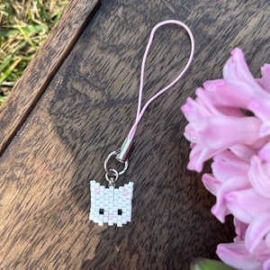 Fehér cica táskadísz, Táska & Tok, Kulcstartó & Táskadísz, Táskadísz, , MESKA