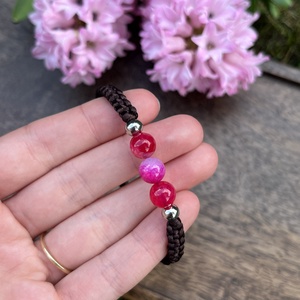 Páros fonott karkötő ásvány gyöngyökkel (állítható méret) - ékszer - karkötő - fonott karkötő - Meska.hu