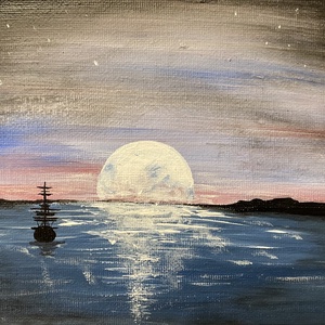 Holdvilág, Művészet, Festmény, Akril, Festészet, MESKA