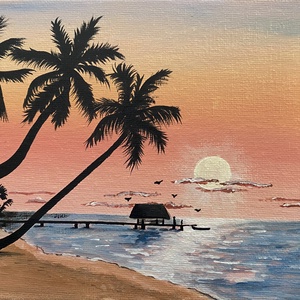 Tengerparti naplemente, Művészet, Festmény, Akril, Festészet, MESKA