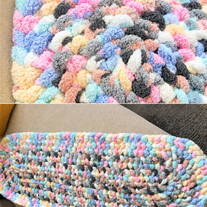 Kézzel horgolt zsenília babaszobai szőnyeg � pasztell színek � 125�48 cm - otthon & életmód - lakástextil - szőnyeg - horgolt szőnyeg - Meska.hu