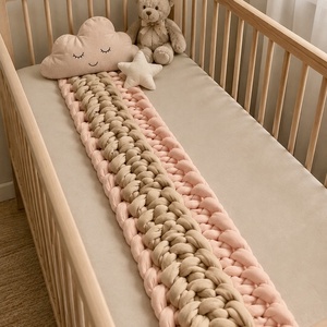 � �Púder rózsaszín�krém baba ágyrács védő � kézzel készített, 240 cm, Baba - mama, Baba ágynemű, Rácsvédő & Baldachin, , MESKA