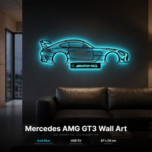 Mercedes AMG GT  3D nyomtatott sziluett falidísz LED háttérvilágítással - Meska.hu