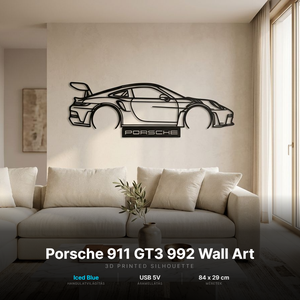 Porsche 911 GT3 - 3D nyomtatott sziluett falidísz LED háttérvilágítással - otthon & életmód - dekoráció - fali és függő dekoráció - falra akasztható dekor - Meska.hu