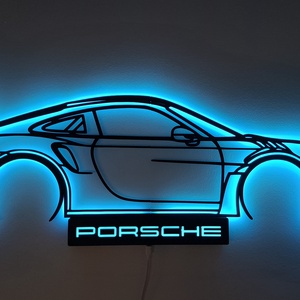 Porsche 911 GT3 - 3D nyomtatott sziluett falidísz LED háttérvilágítással - otthon & életmód - dekoráció - fali és függő dekoráció - falra akasztható dekor - Meska.hu
