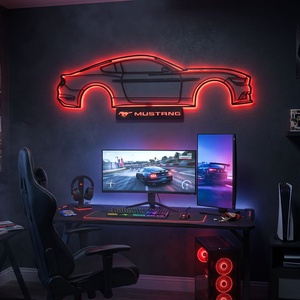 Ford Mustang GT - 3D nyomtatott sziluett falidísz LED háttérvilágítással - otthon & életmód - dekoráció - fali és függő dekoráció - falra akasztható dekor - Meska.hu