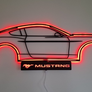 Ford Mustang GT - 3D nyomtatott sziluett falidísz LED háttérvilágítással - otthon & életmód - dekoráció - fali és függő dekoráció - falra akasztható dekor - Meska.hu