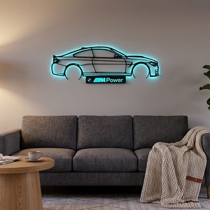 BMW M4 - 3D nyomtatott sziluett falidísz LED háttérvilágítással - otthon & életmód - dekoráció - fali és függő dekoráció - falra akasztható dekor - Meska.hu