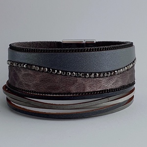 Cuff női karkötö szürke- metál barna - ékszer - karkötő - karperec - Meska.hu