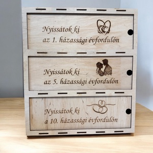 3 rekeszes esküvői bortartó - személyre szabható - otthon & életmód - konyhafelszerelés, tálalás - tálalás - bortartó - Meska.hu