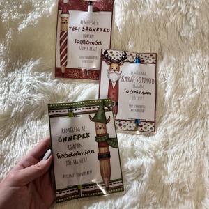 Karácsonyi ajándék - egyedi szöveggel, tollal - karácsony - karácsonyi ajándékozás - karácsonyi képeslap, üdvözlőlap, ajándékkísérő - Meska.hu