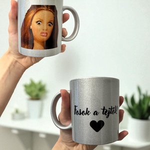 Fosok a tejtől bögre x Barbie bögre - egyedi ezüst, csillogós kivitelben, Otthon & Életmód, Konyhafelszerelés, tálalás, Tálalás, Bögre & Csésze, , MESKA