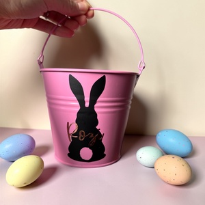 Húsvéti tojásgyűjtő vödör - egyedi felirattal, grafikával - ünnepi díszek, dekorációk - húsvéti díszek és dekorációk - húsvéti kosár - Meska.hu