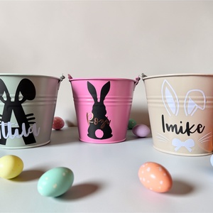 Húsvéti tojásgyűjtő vödör - egyedi felirattal, grafikával - ünnepi díszek, dekorációk - húsvéti díszek és dekorációk - húsvéti kosár - Meska.hu