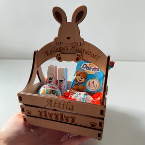 Húsvéti kosárka - egyedi felirattal, grafikával - ünnepi díszek, dekorációk - húsvéti díszek és dekorációk - húsvéti kosár - Meska.hu