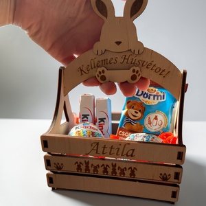 Húsvéti kosárka - egyedi felirattal, grafikával - ünnepi díszek, dekorációk - húsvéti díszek és dekorációk - húsvéti kosár - Meska.hu